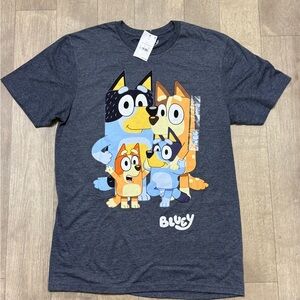 Bluey Mens T-Shirt -Chilli Bandit Bingo Bluey Gray Size M